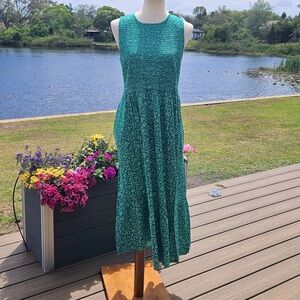 J. Crew Green SunDress Green Floral M